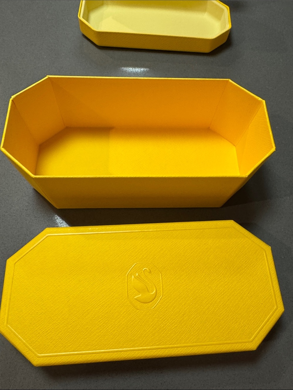 Swarovski Bright Yellow Octagonal Glasses Box, Case, Cleaning cloth & Papers. - Picture 2 of 4